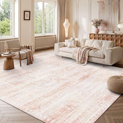 Large Area Rugs 9x12 for Living Room Washable Cute Pink Rugs by LatteFog