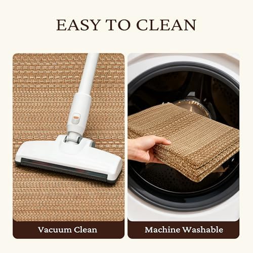 MatEssenz 27.5"x43" Washable Outdoor Front Door Mat, Textured Natural Woven Low-Profile Patio Rug with Non-Slip Backing, Neutral Brown, for Porch, Entryway, Layering - Image 5
