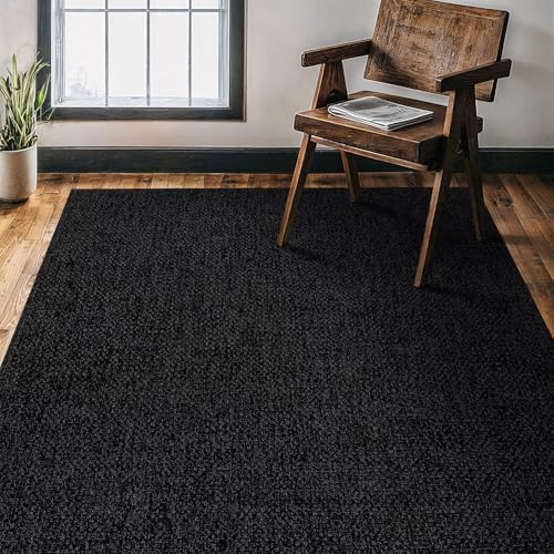 CAMILSON Easy Jute Runner Rug 2x7, Indoor Outdoor Dark Gray Farmhouse Area Rugs for Living Room and Kitchen Rug, Solid Boho Woven Design, Easy-Cleaning, Washable Outside Carpet Alfombras (2 x 7) by CAMILSONIndoorOutdoorAreaRugs