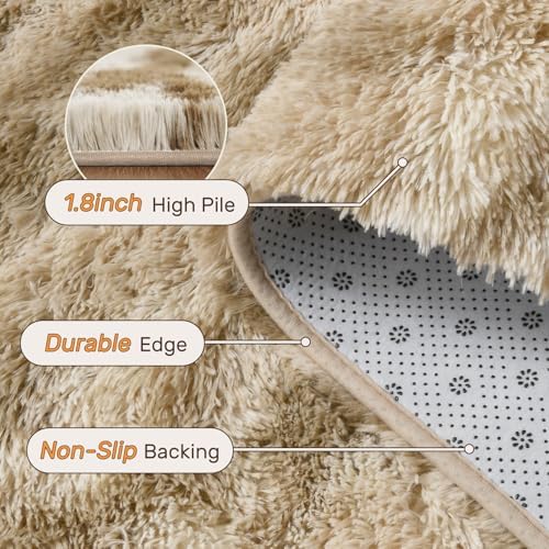 5x7 Feet Area Rugs for Living Room, Zebra Khaki Plush Fluffy Shaggy Bedroom Rugs Non-Slip, Ultra Soft Carpet for Nursery Kids PlayRoom Dorm Office Indoor - Image 4