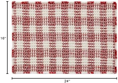 TYUU Small Christmas Bathroom Rug, Cute Waffle Bath Mat, 24x16 Red & White - Image 2