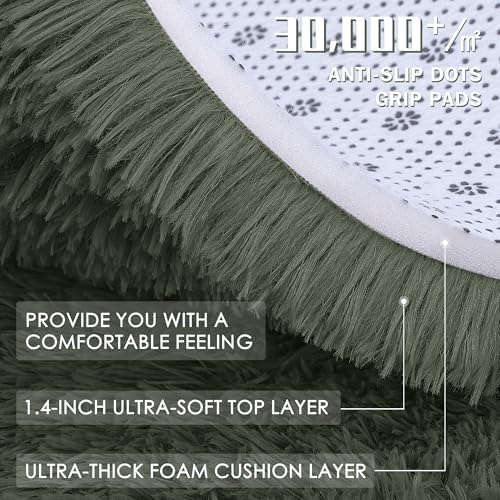 OLANLY 8x10 Machine Washable Large Area Rugs for Living Room, Bedroom, Soft Fluffy Shaggy Bedside Rug, Indoor Floor Carpet for Kids Girls and Boys, Dorms, Nursery, Home Decor Aesthetic, Olive Green - Image 5