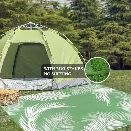 Pauwer Waterproof Outdoor Rug 6x9, Plastic Straw Patio Mat, Leaf Green - Image 6
