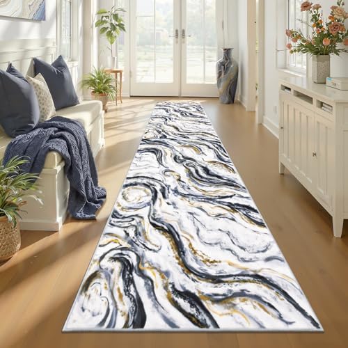 Yamaziot 2x10 Washable Modern Abstract Runner Rug Non-Slip for Hallways by Yamaziot
