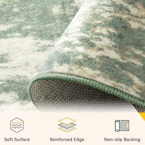 RELEANY Washable 3'x5' Abstract Area Rug for Living Room Light Green - Image 4
