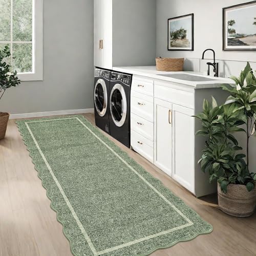 GarveeHome Scalloped Washable Runner Rug 2x8 Non Slip Kitchen Rugs, Green - Image 7