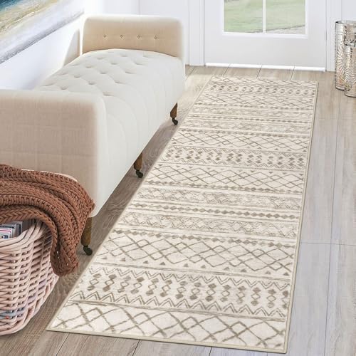 KUTA Moroccan Runner Rug 2x6 Vintage Beige Boho Hallway Kitchen Rugs by KUTA