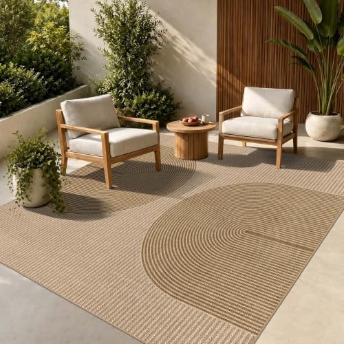 Easy Jute Rug for Pet Homes: 6x6 Outdoor Rug - Geometric Arch Pattern by Arvenchy