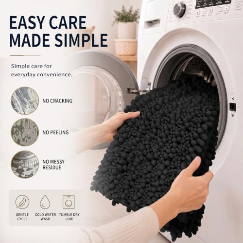 Yimobra Black Bathroom Rug Set 3 Piece, Super Water Absorbent Bath Mat Set - Image 6