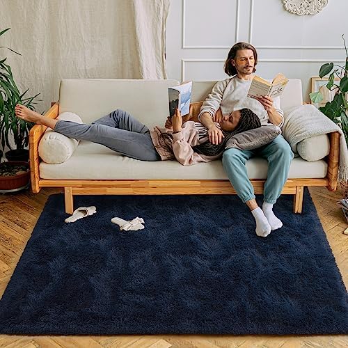 Chicrug Soft Area Rugs for Bedroom Living Room Plush Fluffy Rug 7x10 Feet, Shag Furry Area Rug Carpet Non Shedding for Nursery Children Kids Girls Room Home Decorative, Navy Blue - Image 2