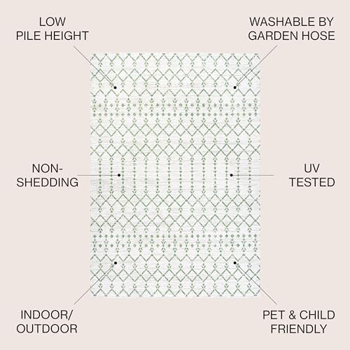 JONATHAN Y Moroccan Geometric Indoor Outdoor Area Rug 3X5 Green/Ivory, Ourika Textured Weave for Backyard, Patio, Porch, Easy-Cleaning, High Traffic, Pet-Friendly, Non-Shedding (SMB108R-3) - Image 3