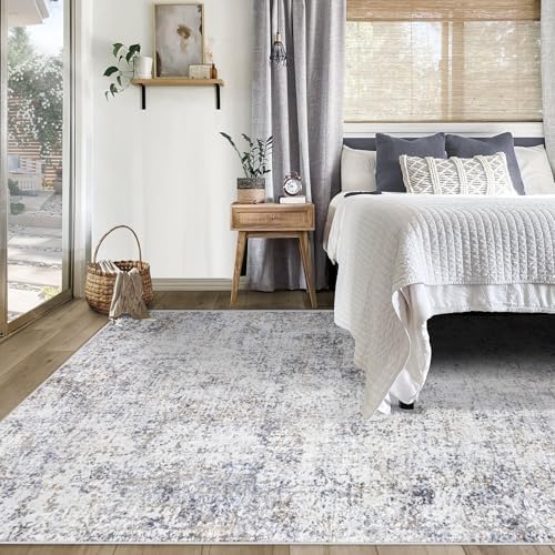 XLUEZ 5x7 Area Rugs for Living Room, Washable Modern Abstract Large Area Rug Neutral Soft Non Slip Kids Rug Stain Resistant Indoor Carpet for Bedroom Nursery Dining Room Playroom(Bluegrey, 5'x7') - Image 4
