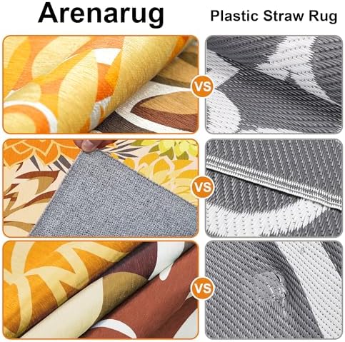 Arenarug Outdoor Rug Waterproof, Washable Patio Rug for Deck, 6x6, Orange - Image 4