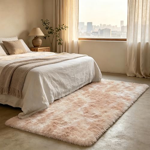 Shag Runner Rug for Bedroom Living Room 2x6 Upgrade Non-Slip Fluffy Soft Bedside Rugs,Mottling Camel Shaggy Carpet for Livingroom Dorm Home Decor Aesthetic - Image 3