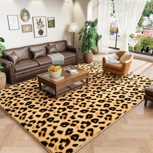 Amearea Soft Leopard Rugs for Bedroom Living Room, 4x6 Cheetah Print Rug by AmeareaDirect