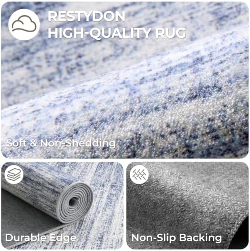 2x8 Runner Rug Non Slip,Washable Hallway Runner Rug,Blue - Image 7