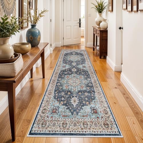 TOPRUUG Washable 3x8 Kitchen Runner Rug: Oriental Floral Hallway Carpet by TOPRUUG