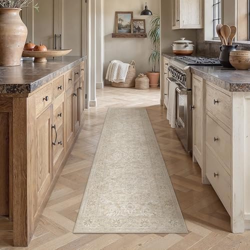 HUGEAR Beige Cream 2x8 Runner Rug Washable Vintage Indoor Carpet - Image 2