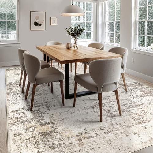 UERMEI 7x9 Area Rug Living Room Rugs - Washable Neutral Modern Abstract Soft Thin Large Rug Indoor Floor No Slip Rug Carpet for Bedroom Under Dining Table Home Office Decor - Dark Brown - Image 6