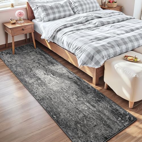 2x7 Black Rug Runners for Hallways Kitchen Runner Rug Non Slip Washable Black Long Runner Rugs with Rubber Backing Soft Abstract Carpet Runner for Bedroom, Kitchen, Bathroom, Entryway - Image 3