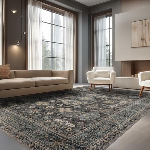 Ruaruarug Washable Area Rug 8×10 for Living Room, Ultra Soft, Silver - Image 3