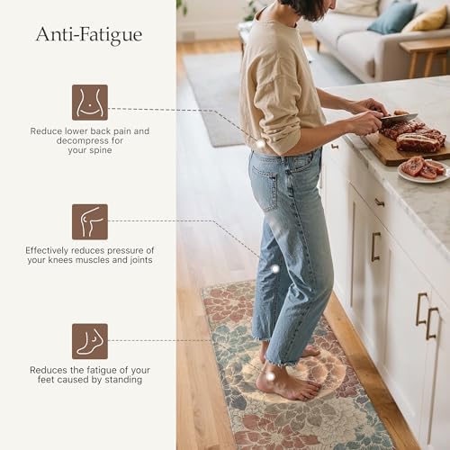 GENIMO Anti Fatigue Kitchen Mats for Floor 2PCS, Standing Rugs, Brick Red - Image 3