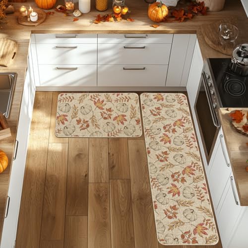 Artoid Mode Pumpkins Fall Kitchen Mats Set of 2-17x29+17x59 - Image 2