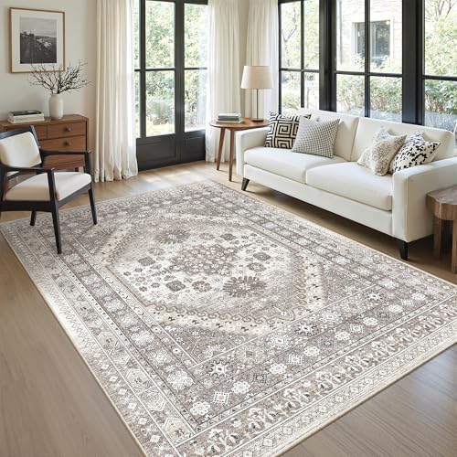 zesthome 5x7 Area Rugs for Living Room,Large Washable Rug,Brown by Zesthome
