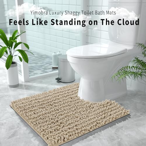 Yimobra Toilet Rug U Shaped Washable 24x20 Inch - Ultra Soft Absorbent Chenille Bath Rugs for Toilet, Quick Dry & Machine Washable, Non Slip Contour Bathroom Mat, Camel - Image 5