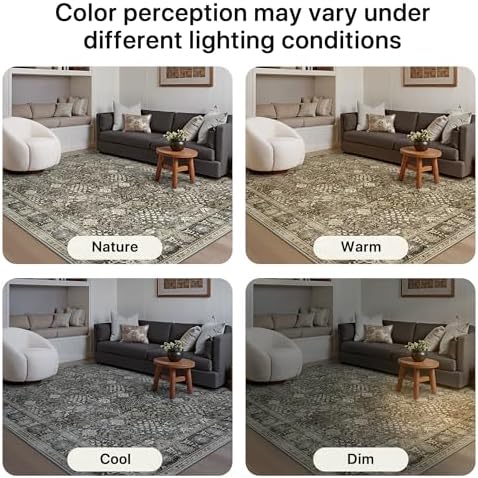 Bavni 2x6 Washable Runner Rug Non Slip for Hallway, Dark Grey Brown - Image 5