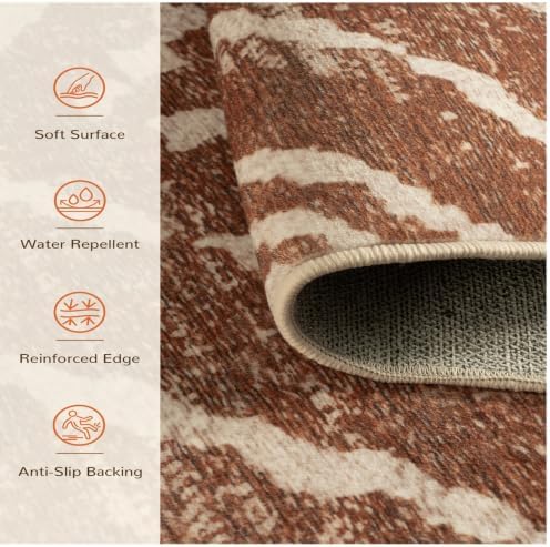 BESTSWEETIE 2'x6' Washable Area Rug for Living Room Runner Yellowbrown - Image 4
