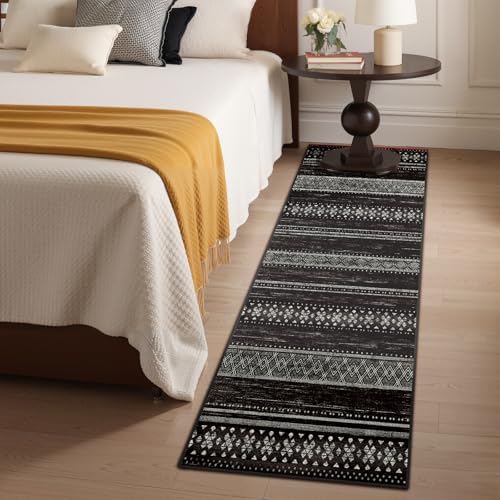 2x6 Washable Area Rugs for Living Room Boho Runner Rug Black/White - Image 5