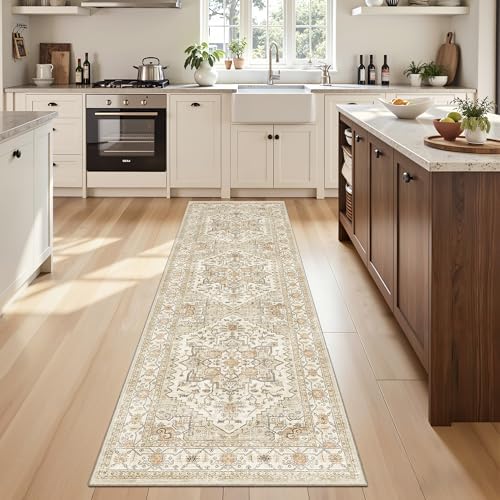 Runner Rug 2x6 Washable Runners for Hallways, Kitchen Runner Entryway Gold by Befbee