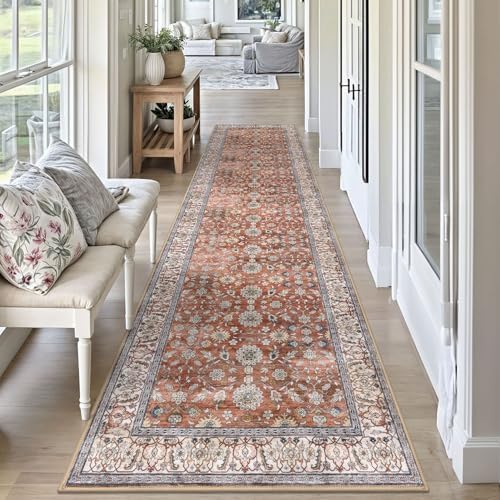 KUTA Vintage Washable Runner Rug, 2.6x10 Red Clay Runners for Hallways - Image 4