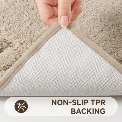 Pauwer Bathroom Rugs Set 5 Piece, Microfiber Bath Mat Set, Light Beige - Image 5
