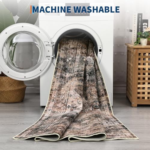 GarveeHome Vintage Area Rug 4x6 Brown Washable Rugs for Living Room - Image 5