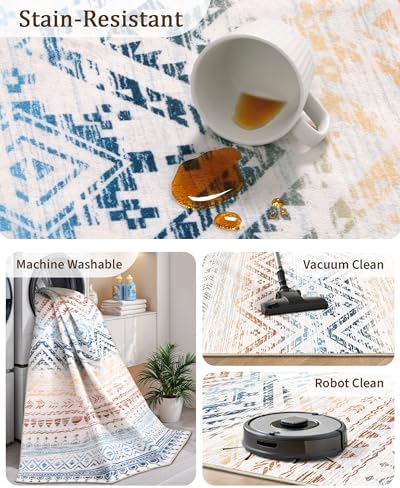 Miukiki 5x7 Washable Area Rug for Living Room, Soft Non Slip Rug Multi - Image 4