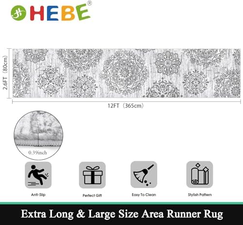 HEBE Hallway Runner Rug 2'8''x12', Washable Non Slip Kitchen Rug Runner - Image 2