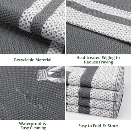 HappyTrends Outdoor Rug Portable Plastic Straw Camping Rugs for Outside RV - Image 4