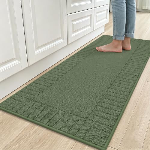 BEQHAUSE Kitchen Rugs 24"x60", Non Slip Washable Kitchen Floor Mat, Green by BEQHAUSE