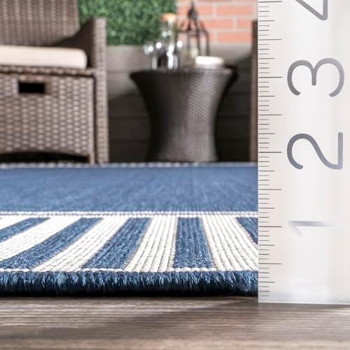 nuLOOM Asha Navy Bordered Power Loomed Indoor/Outdoor Area Rug, 10' x 12' - Image 3