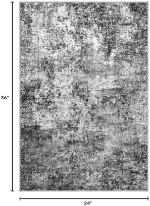DMOYEST 2x3 Entryway Area Rug Washable Abstract Grey Small Carpet - Image 2