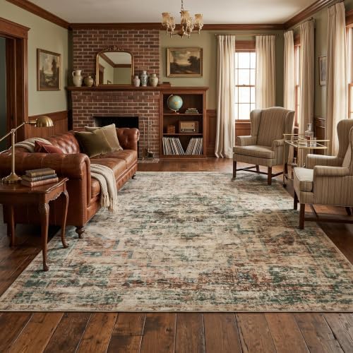 GarveeHome 8x10 Area Rugs for Living Room Non Slip Vintage Washable Rug Rust/Green by GarveeHome