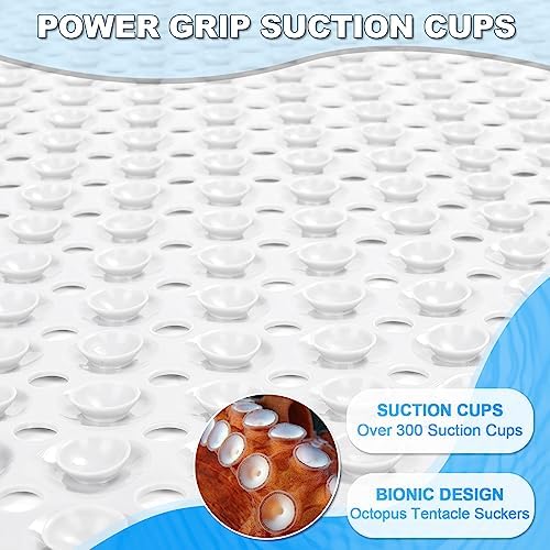 Bathtub and Shower Mats, 40x16 Inch Extra Large Non Slip Soft Bath Tub Mat with Suction Cups and Drain Holes for Bathroom Floor and Keep Tubs Clean, Machine Washable, White - Image 3