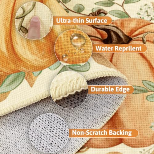 Yamaziot Fall Pumpkin Kitchen Rug Set of 3 Autumn Home Decor Beige - Image 4
