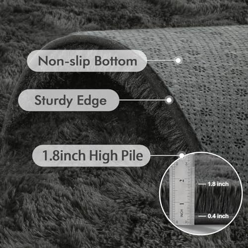 4x6 Ft Shag Rugs for Bedroom Living Room, Ultra Soft Fluffy Furry Area Rugs for Indoor Floor, Aesthetic Carpet for Kids Home Decor (Grey) - Image 6