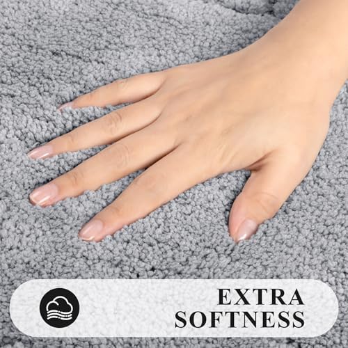 Pauwer Bathroom Rugs Sets 3 Piece, Microfiber Bath Mat Set, Light Grey - Image 3