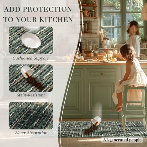 BSICPRO Kitchen Runner, 22"x59" Kitchen Mats for Floor, Green - Image 4
