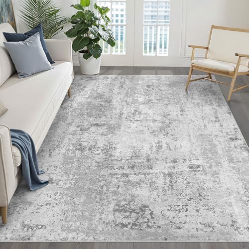 LOONGRUG 6x9 Area Rug Washable Neutral Modern Living Room Rug Light Gray by LOONGRUG