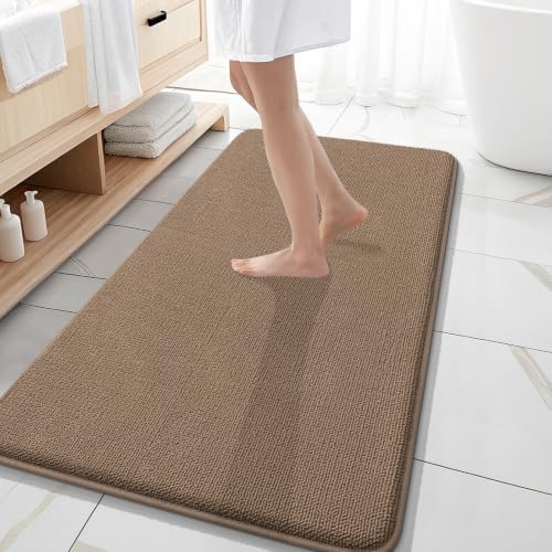 OLANLY Memory Foam Bathroom Runner Rugs 47x20, Absorbent Long Mat, Mocha by OLANLY